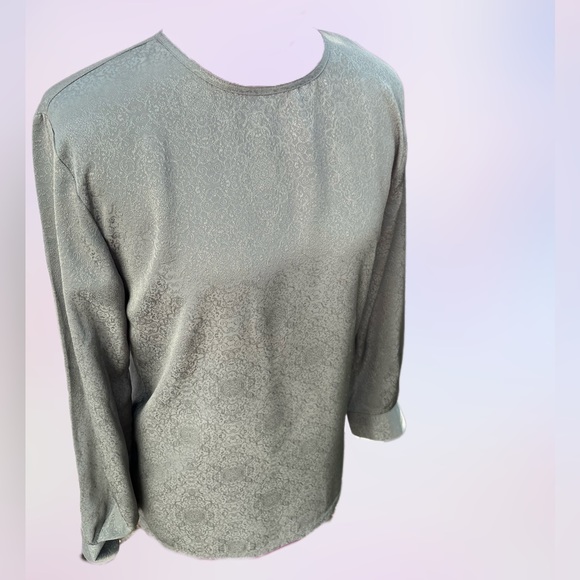 Chenille Jacquard Button Back Long Sleeve Blouse Talbots - Picture 7 of 11